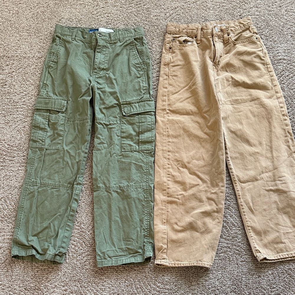 GAP baggy tan denim and  Olive cargo pants old navy